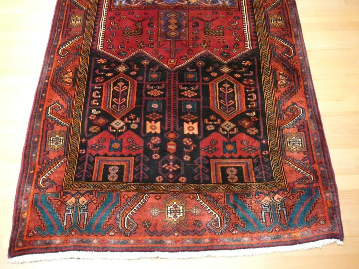 Bidjar rug 130 x 274 cm, vintage, red and black animal design, 08853 – view 3
