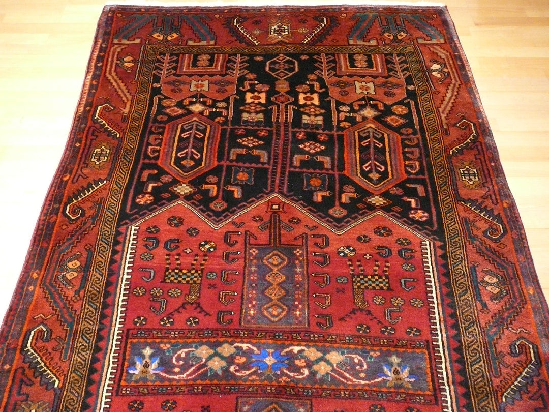 Bidjar rug 130 x 274 cm, vintage, red and black animal design, 08853 – view 5