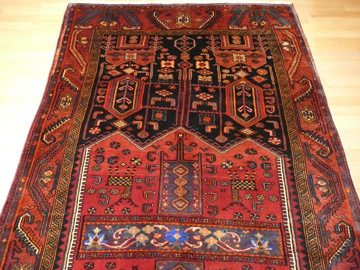 Bidjar rug 130 x 274 cm, vintage, red and black animal design, 08853 – view 5