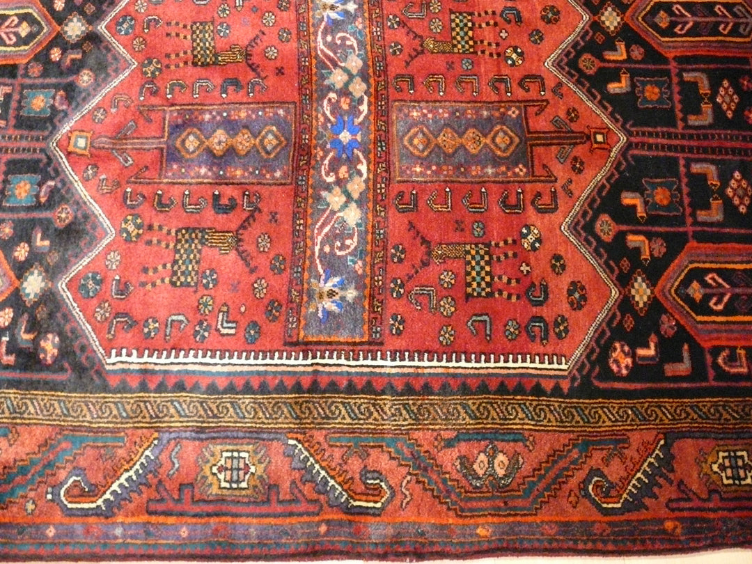 Bidjar rug 130 x 274 cm, vintage, red and black animal design, 08853 – view 8