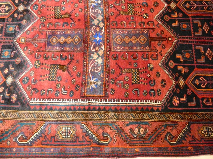 Bidjar rug 130 x 274 cm, vintage, red and black animal design, 08853 – view 8