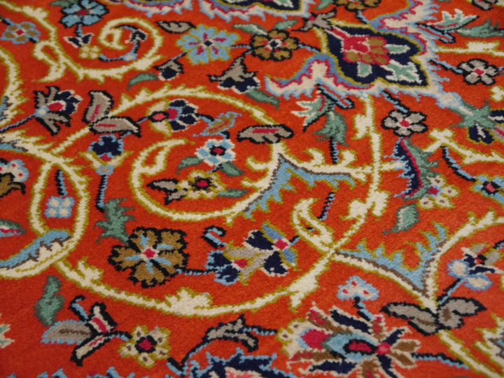 Qum rug 132 x 208 cm, kork wool, orange and navy medallion, 10477 – view 6