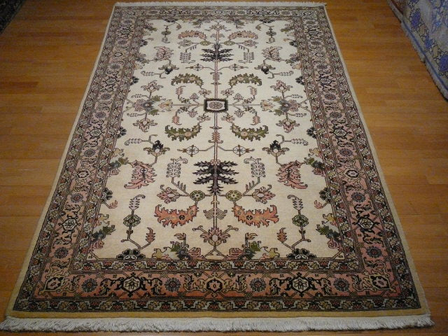 Ardebil rug 160 x 260 cm, vintage Heriz design, ivory and rose, 10680 – view 4