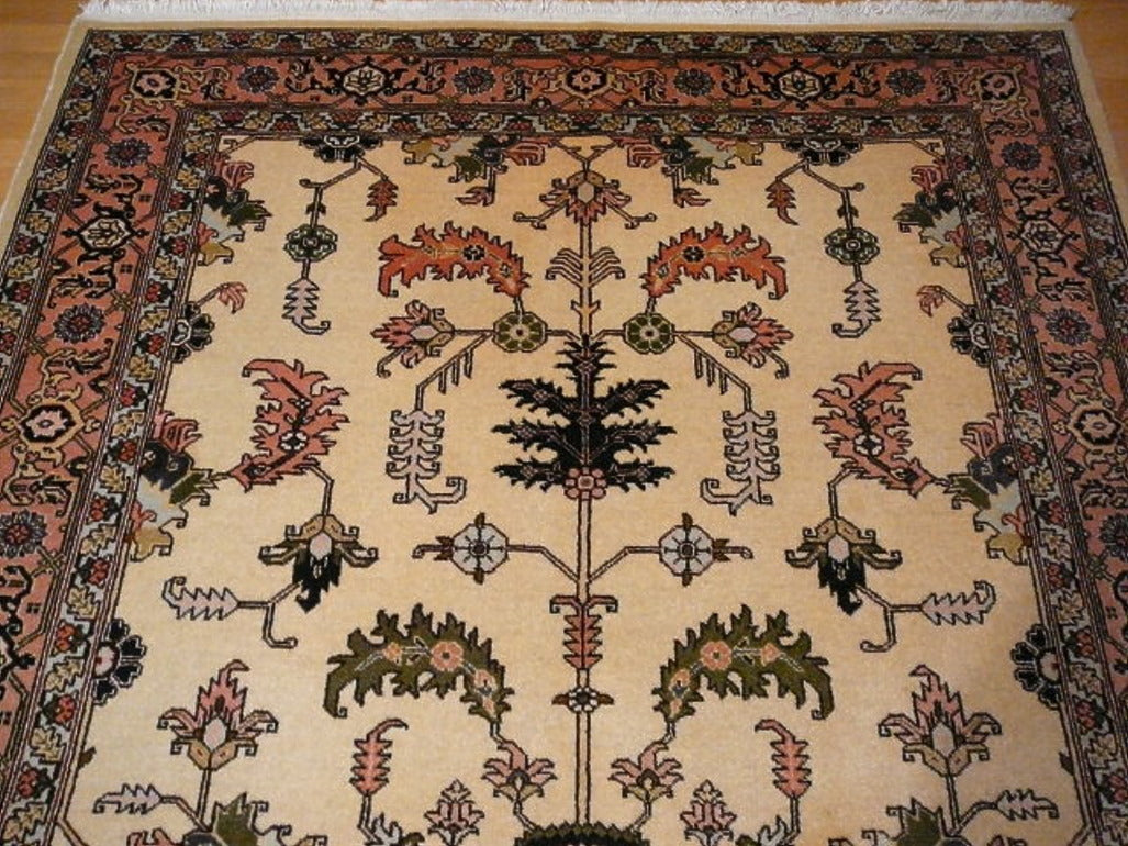Ardebil rug 160 x 260 cm, vintage Heriz design, ivory and rose, 10680 – view 7