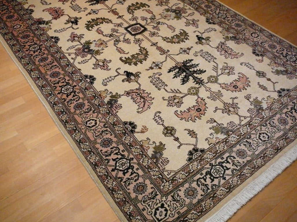 Ardebil rug 160 x 260 cm, vintage Heriz design, ivory and rose, 10680 – view 8