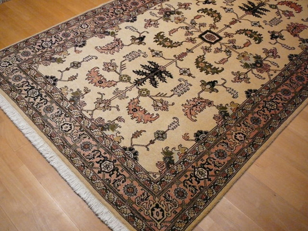 Ardebil rug 160 x 260 cm, vintage Heriz design, ivory and rose, 10680 – view 9