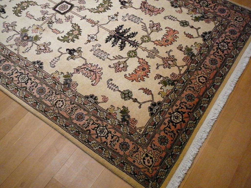 Ardebil rug 160 x 260 cm, vintage Heriz design, ivory and rose, 10680 – view 10