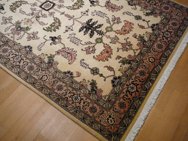 Ardebil rug 160 x 260 cm, vintage Heriz design, ivory and rose, 10680 – view 10