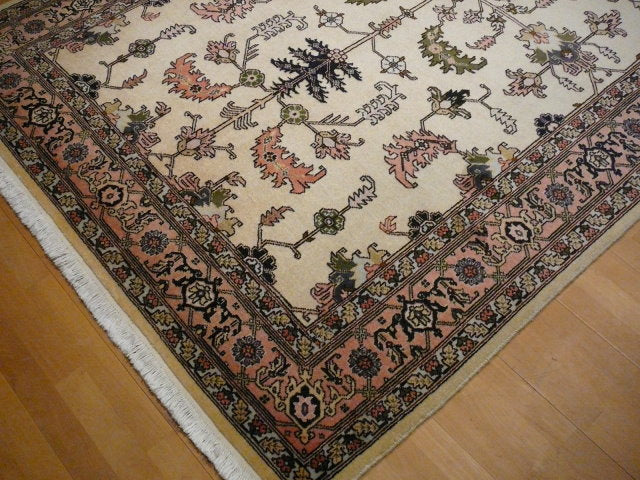 Ardebil rug 160 x 260 cm, vintage Heriz design, ivory and rose, 10680 – view 11
