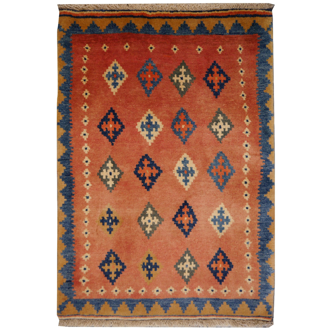 Loribaft tribal rug 147 x 104 cm with kilim pattern in terracotta and blue, hand-knotted – 11861