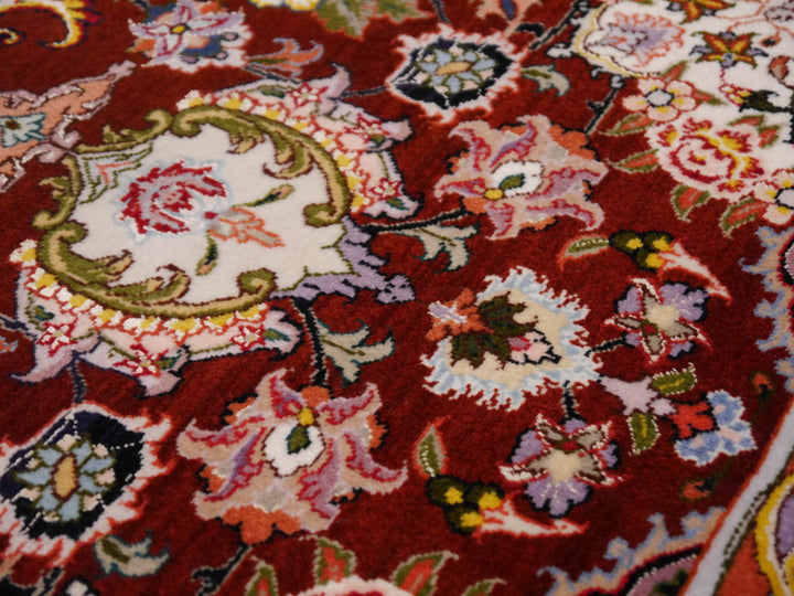 Tabriz 50 Raj rug 100 x 150 cm, wool and silk, burgundy medallion, 12250 – view 12