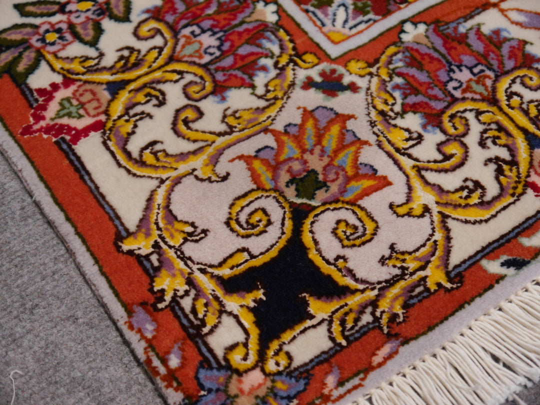 Tabriz 50 Raj rug 100 x 150 cm, wool and silk, burgundy medallion, 12250 – view 15