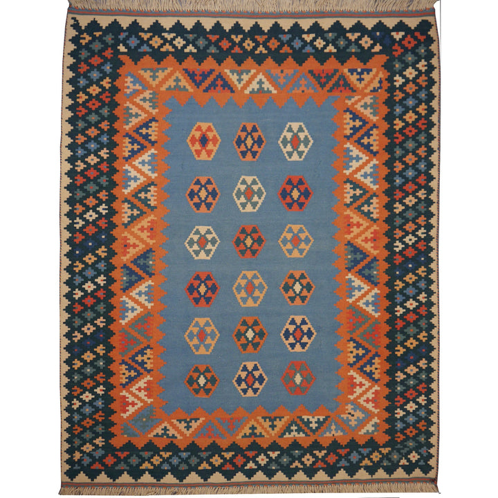 Kashkuli Qashqai kilim 121 x 160 cm, blue and orange diamonds, 12511 – full view