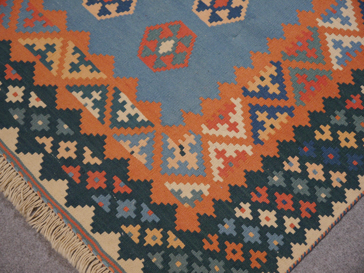 Kashkuli Qashqai kilim 121 x 160 cm, blue and orange diamonds, 12511 – view 4