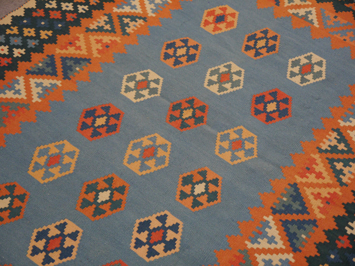 Kashkuli Qashqai kilim 121 x 160 cm, blue and orange diamonds, 12511 – view 5