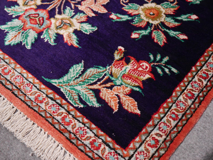 Tapis Ghom Soie Médaillon Bleu Indigo 79 × 56 cm | 13635