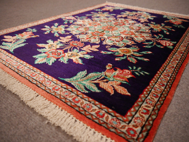 Tapis Ghom Soie Médaillon Bleu Indigo 79 × 56 cm | 13635