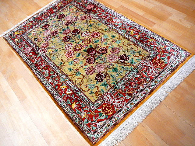 Qum pure silk rug - hand knotted 5.2 x 3.3 ft