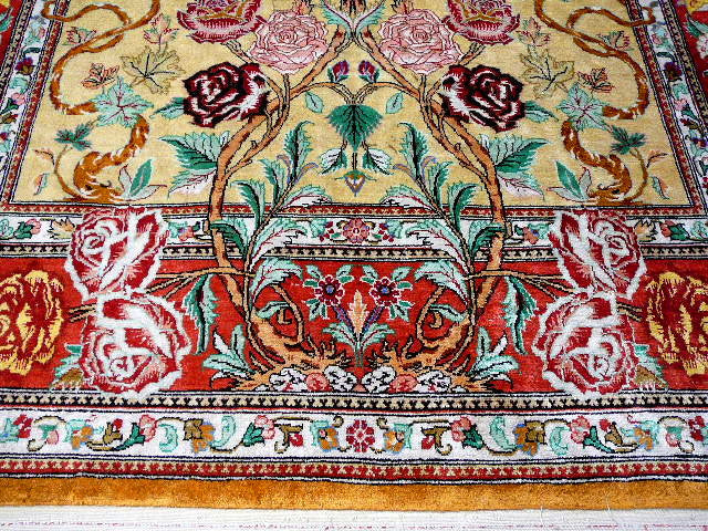 Qum pure silk rug - hand knotted 5.2 x 3.3 ft