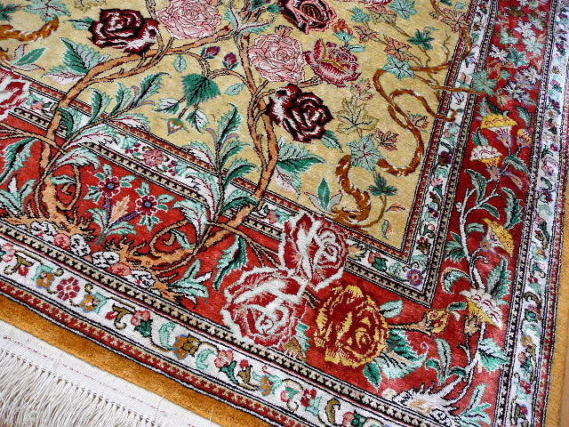 Qum pure silk rug - hand knotted 5.2 x 3.3 ft