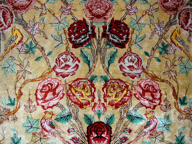 Qum pure silk rug - hand knotted 5.2 x 3.3 ft
