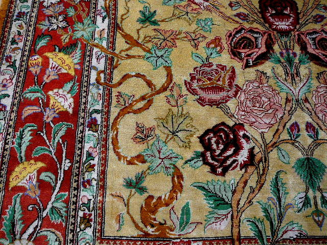Qum pure silk rug - hand knotted 5.2 x 3.3 ft