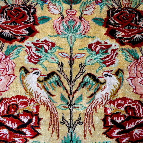 Qum pure silk rug - hand knotted 5.2 x 3.3 ft