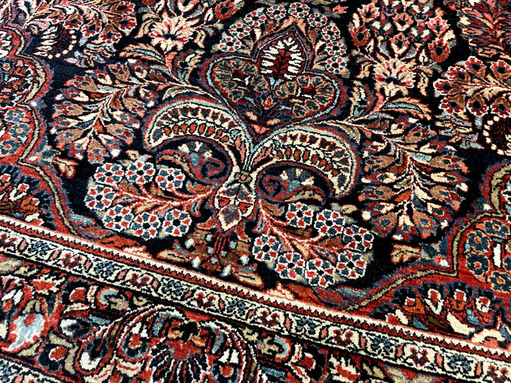 Antiker Sarough Teppich 198 × 125 cm – Indigoblau Sammlerstück | 14018