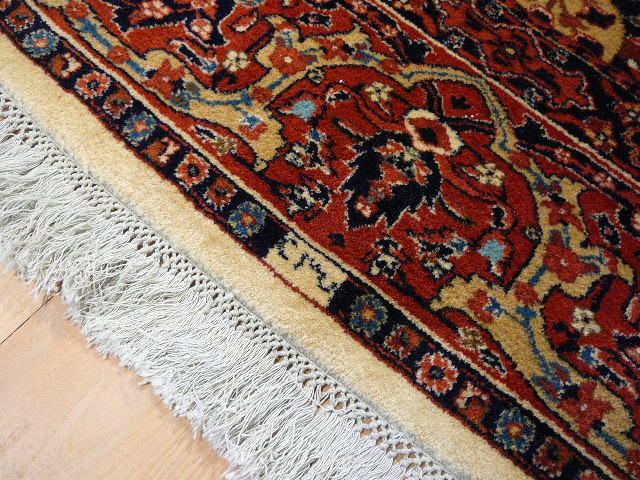 Mughal Agra rug 343 × 260 cm, soft beige and earth tones — surface detail