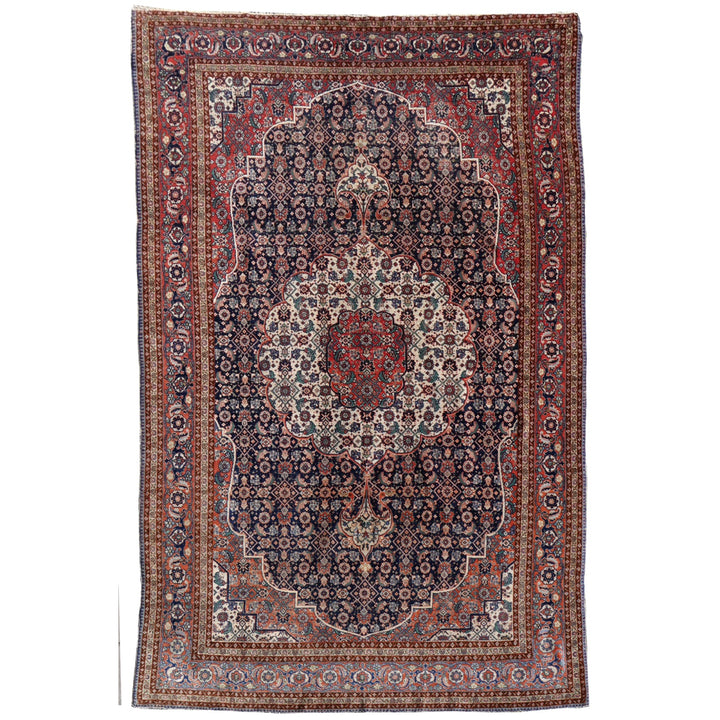 Tabriz Muted Vintage Rug 7.6 x 11 ft living or dining room area