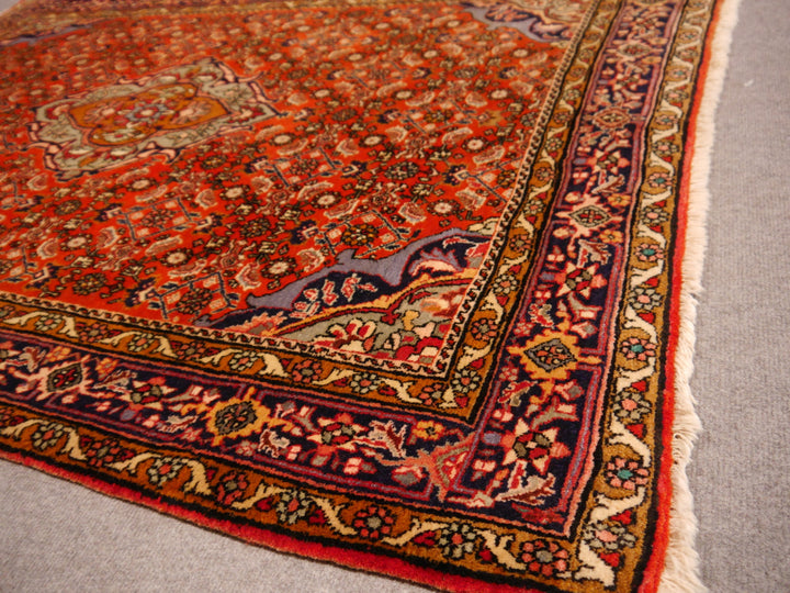 Vintage Bidjar mit umgeschlagener Ecke — 8 mm Flor und Baumwollkette sichtbar
