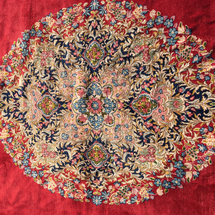 Vintage Kirman Rug 10 x 13 ft (315 x 405 cm) Red Floral | 14942