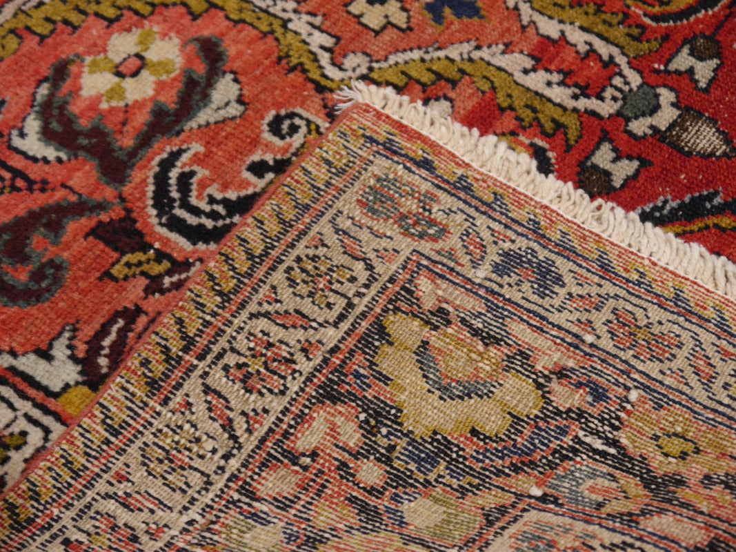 Mehraban vintage rug 6.6 x 4.5 ft Red Black worn to perfection