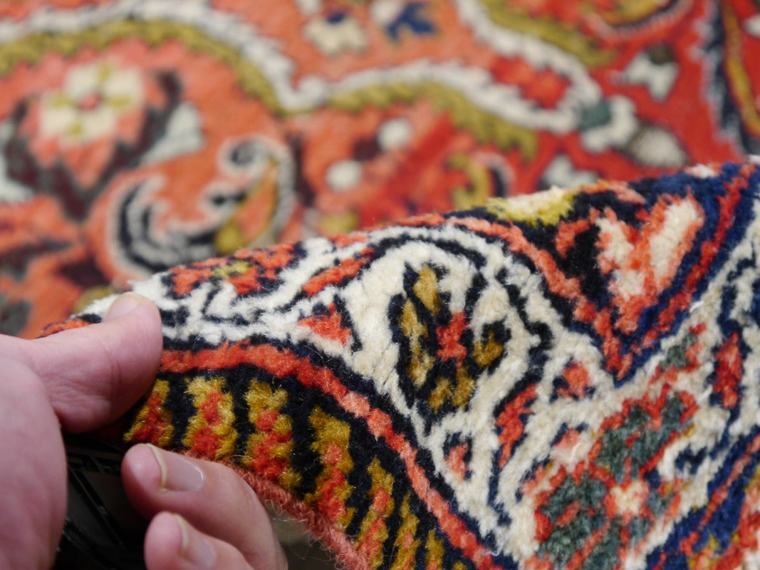 Mehraban vintage rug 6.6 x 4.5 ft Red Black worn to perfection