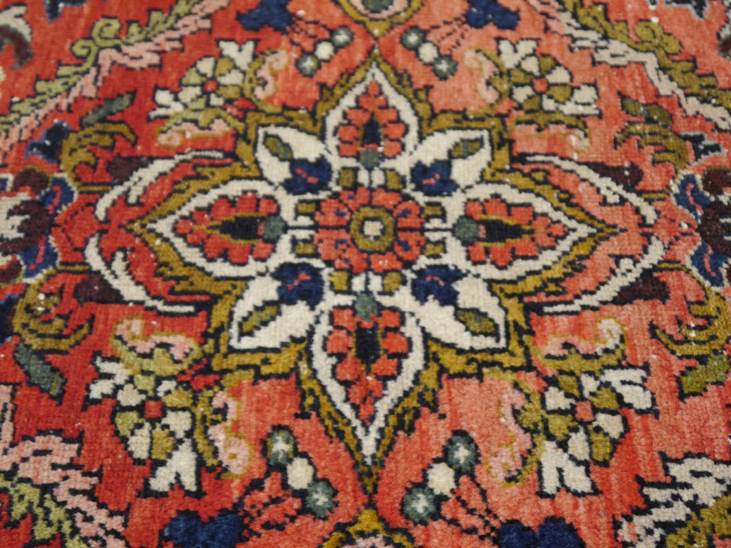Mehraban vintage rug 6.6 x 4.5 ft Red Black worn to perfection