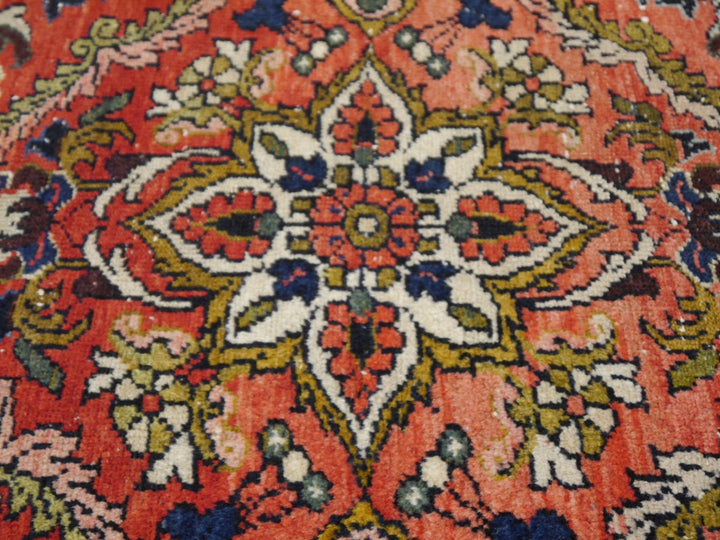 Mehraban vintage rug 6.6 x 4.5 ft Red Black worn to perfection