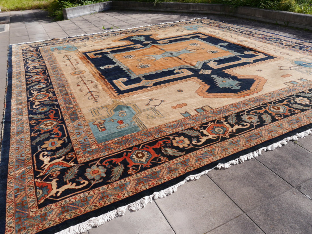 Palatial Rug 20 x 16 ft Azeri Heriz vintage hand knotted Djoharian Collection Persian style oversized palace carpet.
