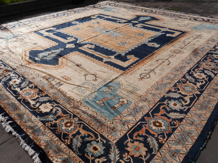 Palatial Rug 20 x 16 ft Azeri Heriz vintage hand knotted Djoharian Collection Persian style oversized palace carpet.