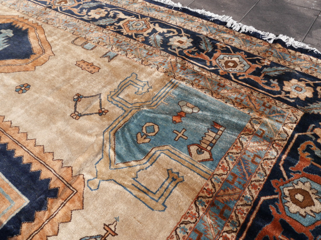 Rug 20 x 16 ft Azeri Heriz vintage hand knotted Djoharian Collection Persian style oversized palace carpet.