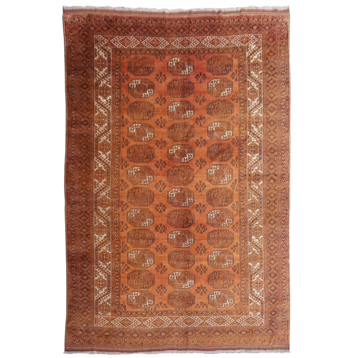 Ersari Turkmen Mid-Century Rug 13 × 10 ft (405 × 290 cm) Cinnamon Ivory | 15100