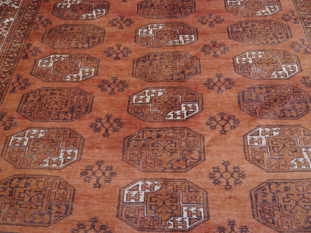 Ersari Turkmen Mid-Century Rug 13 × 10 ft (405 × 290 cm) Cinnamon Ivory | 15100