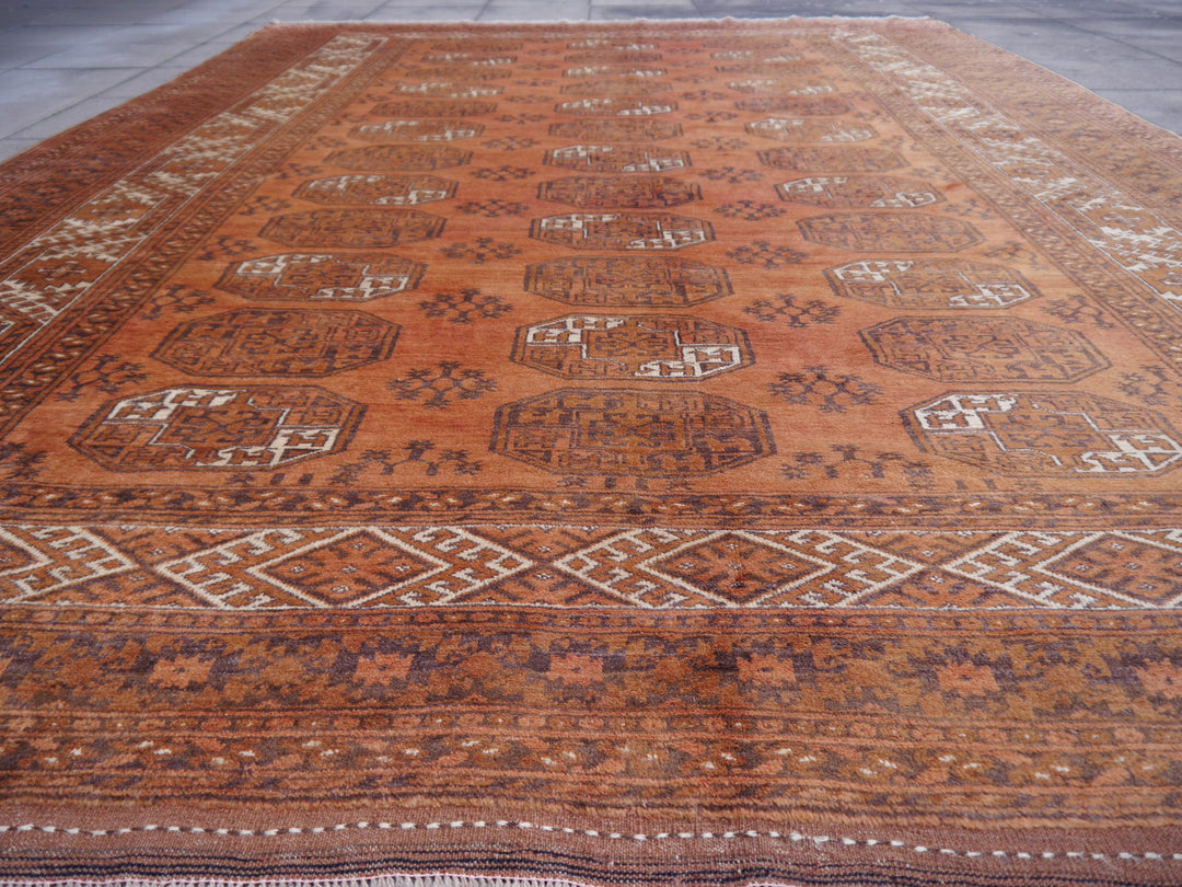 Ersari Turkmen Mid-Century Rug 13 × 10 ft (405 × 290 cm) Cinnamon Ivory | 15100
