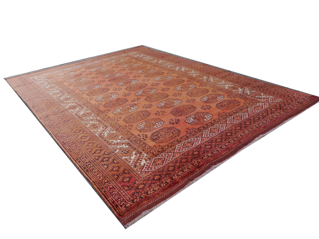 Ersari Turkmen Mid-Century Rug 13 × 10 ft (405 × 290 cm) Cinnamon Ivory | 15100