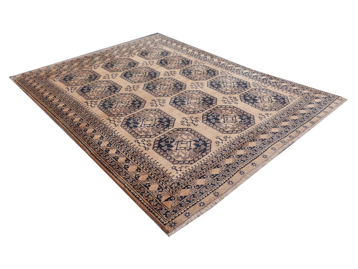 15105 Ersari Rug Afghan vintage 7.6 x 10 ft hand knotted wool