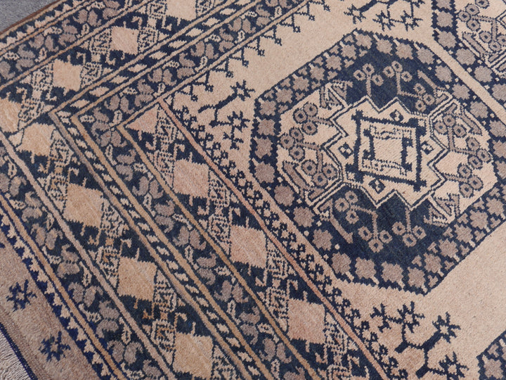 15105 Ersari Rug Afghan vintage 7.6 x 10 ft hand knotted wool