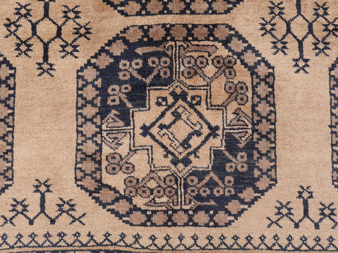 15105 Ersari Rug Afghan vintage 7.6 x 10 ft hand knotted wool