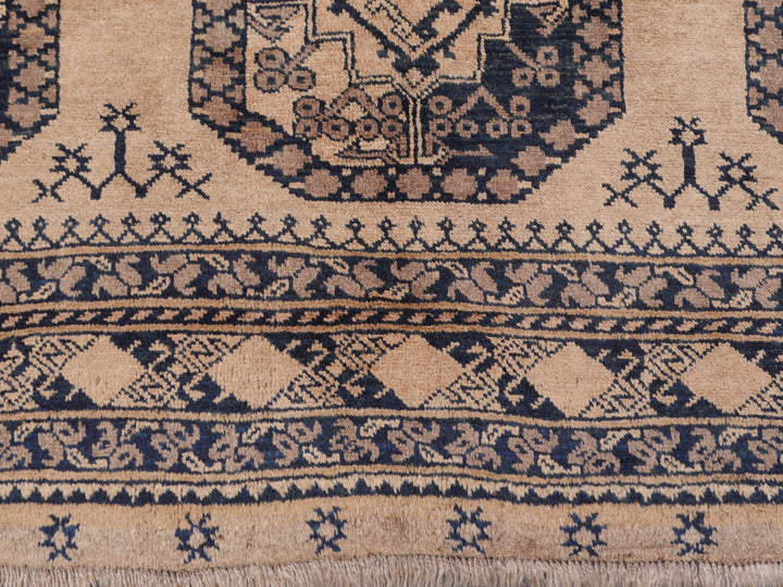 15105 Ersari Rug Afghan vintage 7.6 x 10 ft hand knotted wool