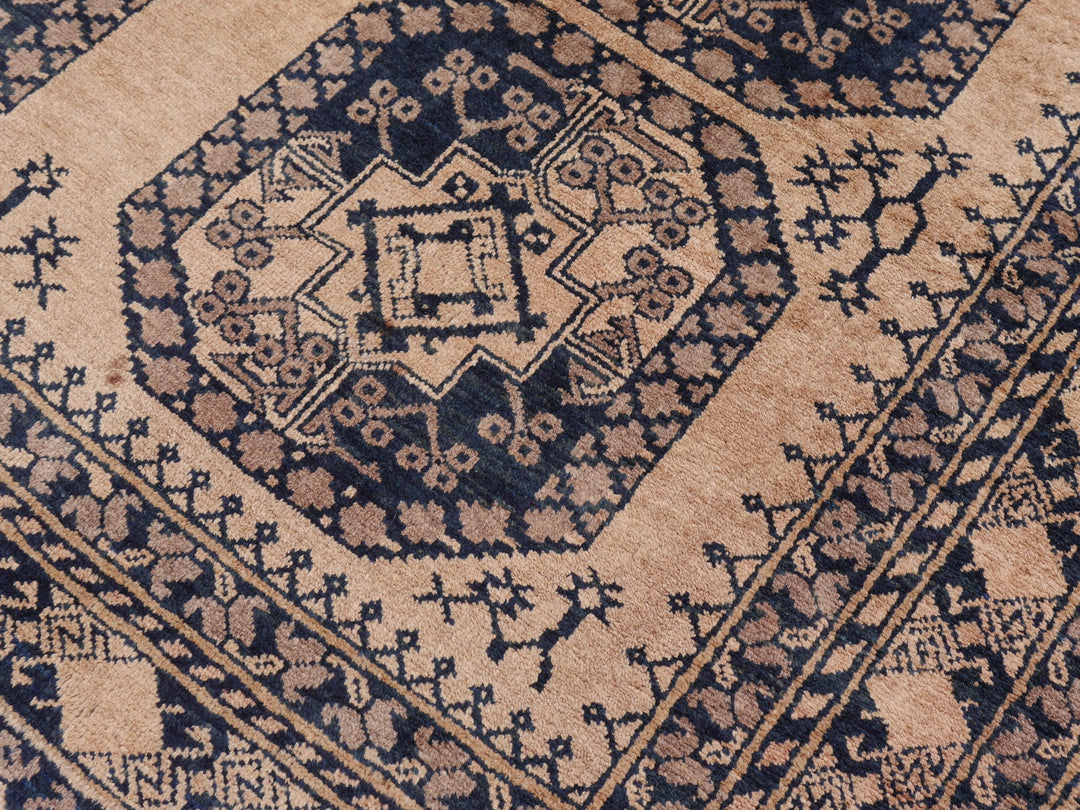 15105 Ersari Rug Afghan vintage 7.6 x 10 ft hand knotted wool