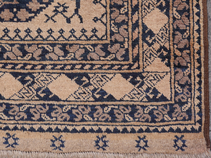 15105 Ersari Rug Afghan vintage 7.6 x 10 ft hand knotted wool