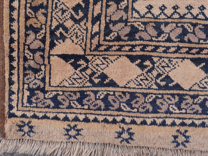 15105 Ersari Rug Afghan vintage 7.6 x 10 ft hand knotted wool